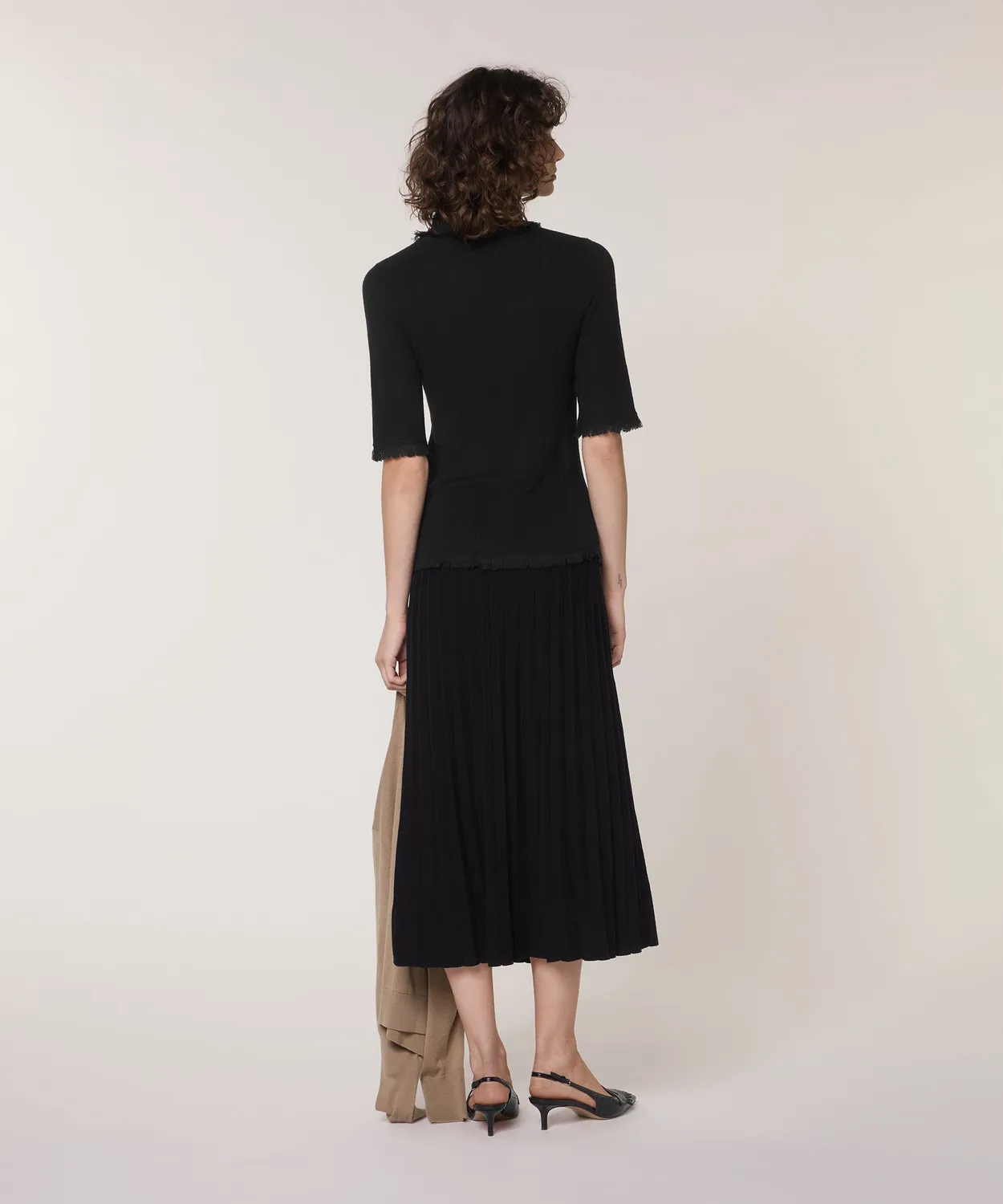 Rodier maglione dolcevita nero maniche corte