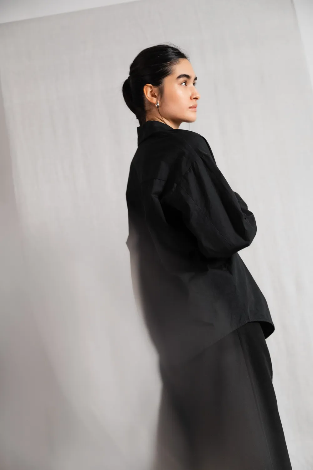 Jyoti Fair Works Ashrit camicia donna nera in cotone