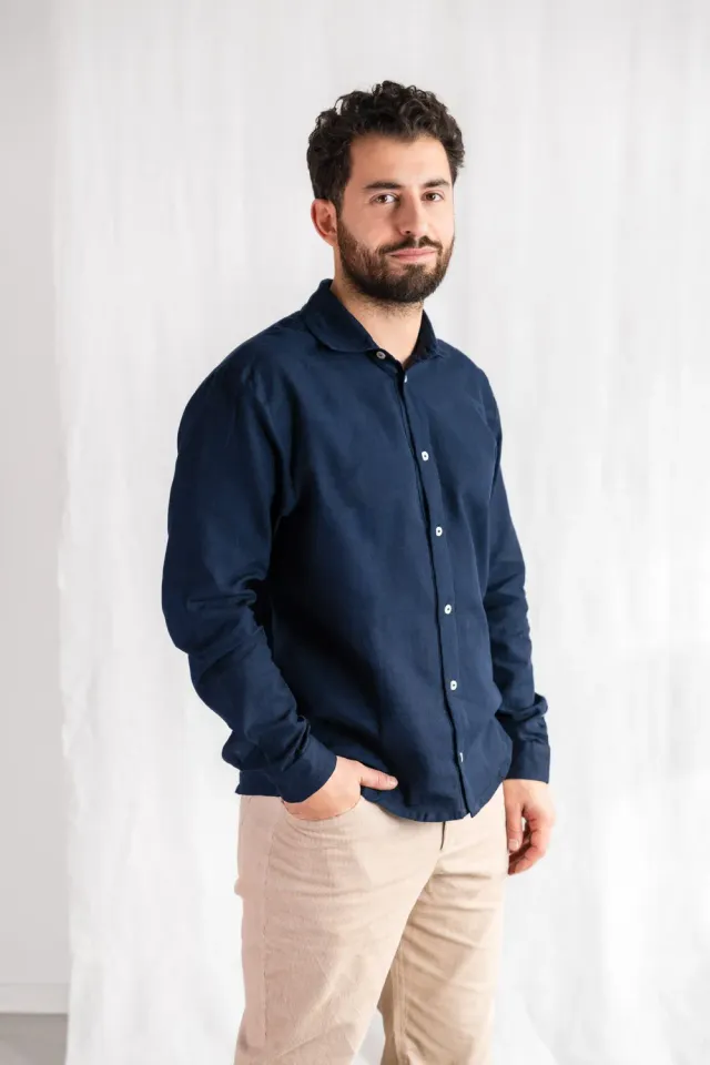 Jyoti Himat camicia cotone blu notte