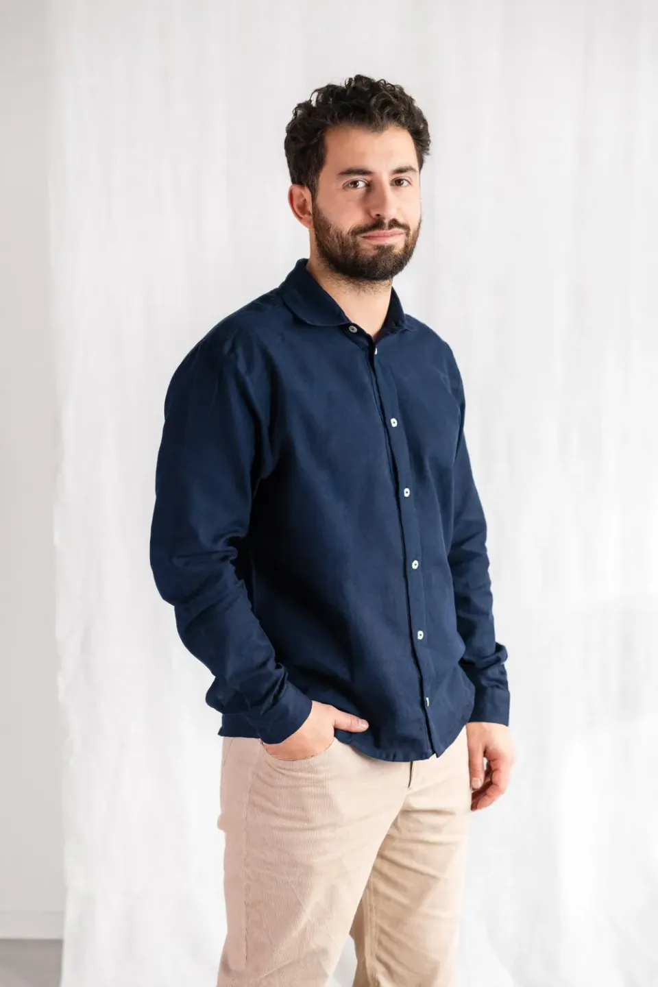 Jyoti Himat camicia cotone blu notte