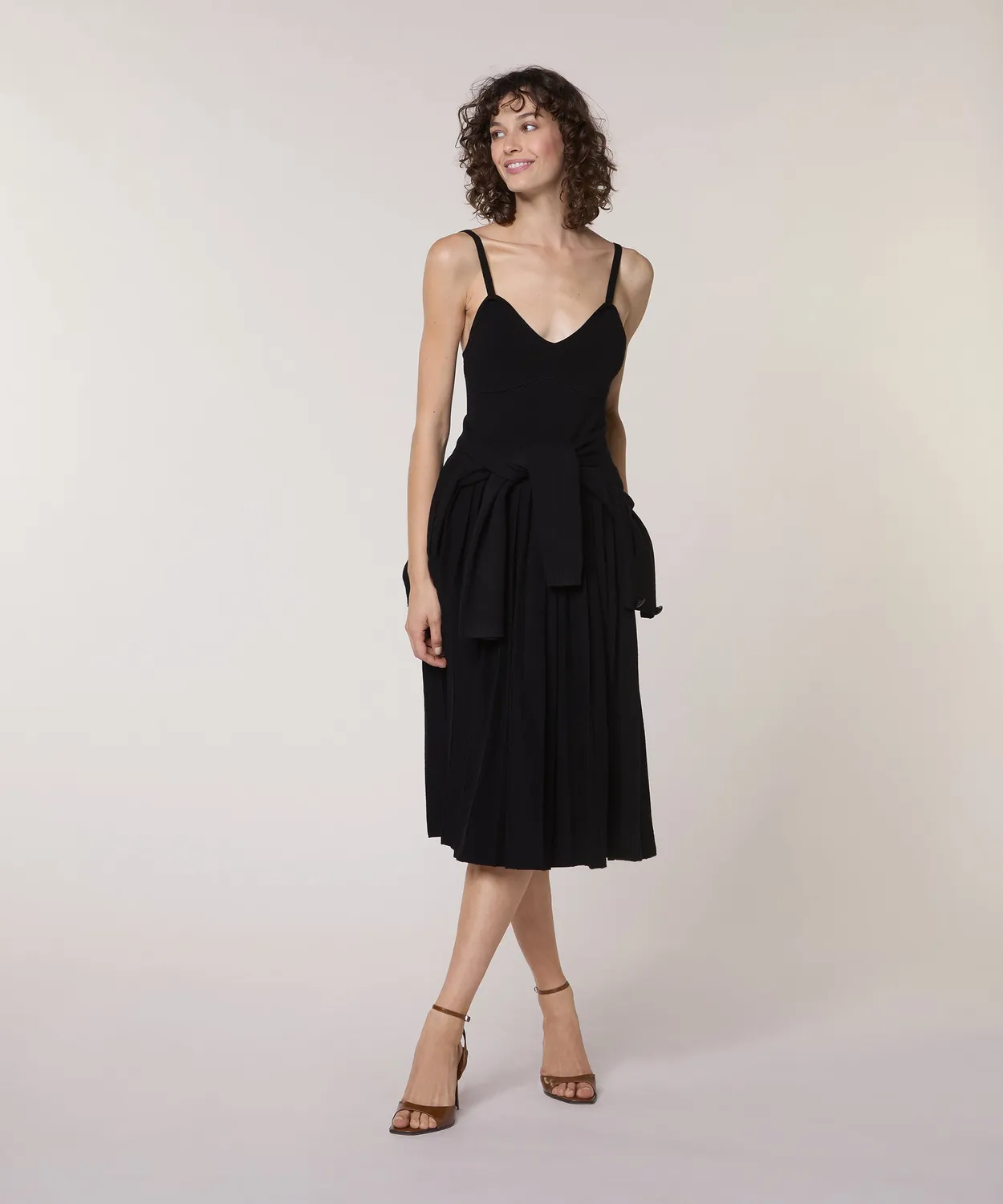 Rodier abito lungo maglia nero scollo a V