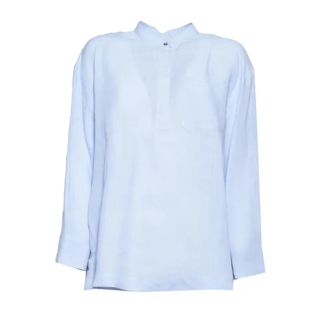 S Max Mara Cantico 2619111013600 camicia lino azzurra
