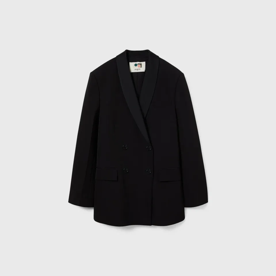 PORTS blazer long wool nero doppiopetto lana