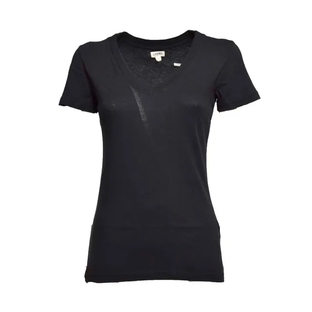 L'Agence 5485DCJ T-shirt Nera Scollo a V Slim