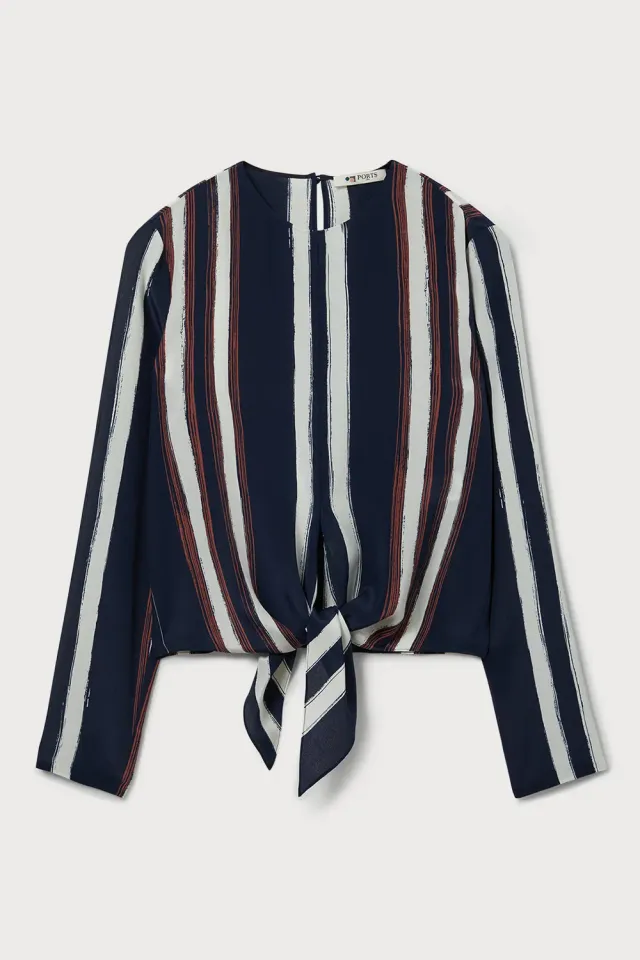 Ports 1961 PW326HLS05 blusa seta righe navy