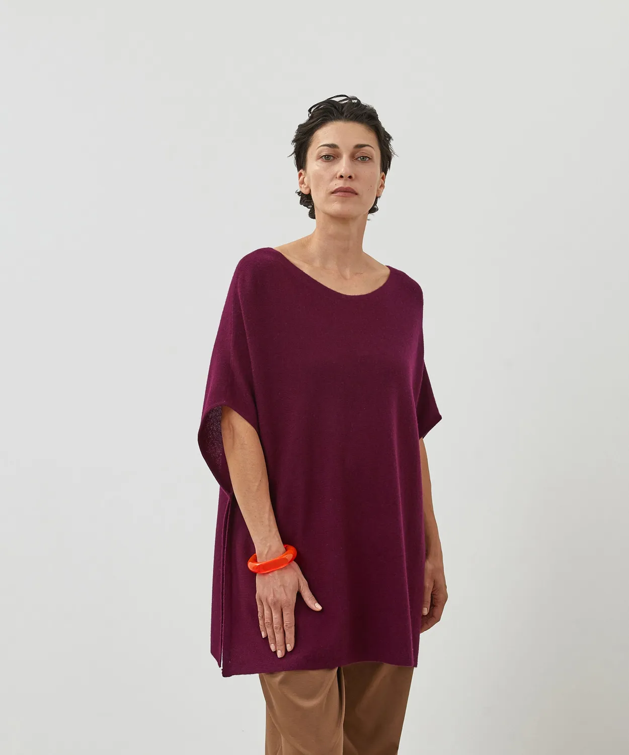 Rodier Poncho in Cashmere Lie de Vin 100%