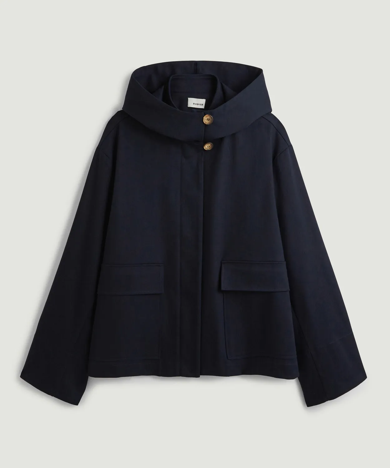 Rodier giacca oversize cappuccio cotone blu navy