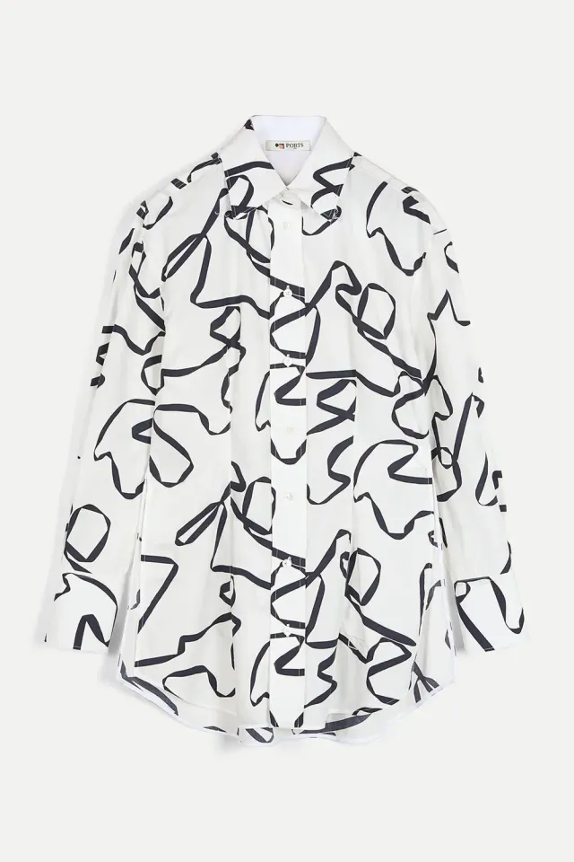 Ports 1961 Artistic Expression camicia bianco navy fantasia