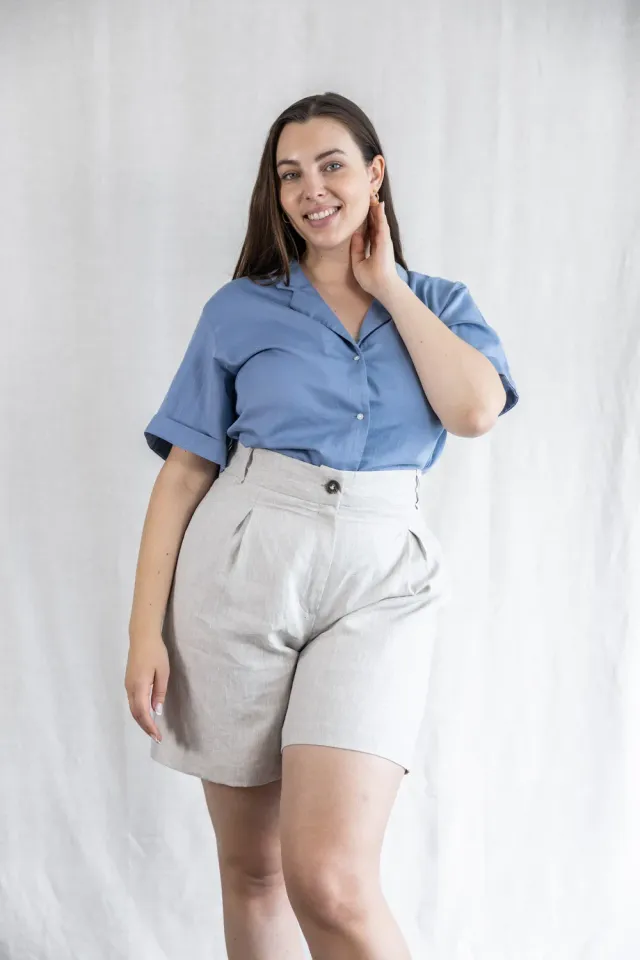 Jyoti Avaani blusa cotone raso blu