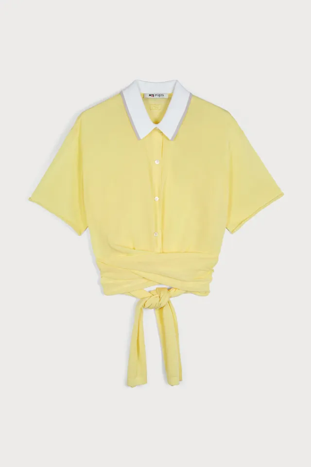PORTS Enchanted polo giallo pallido maglia