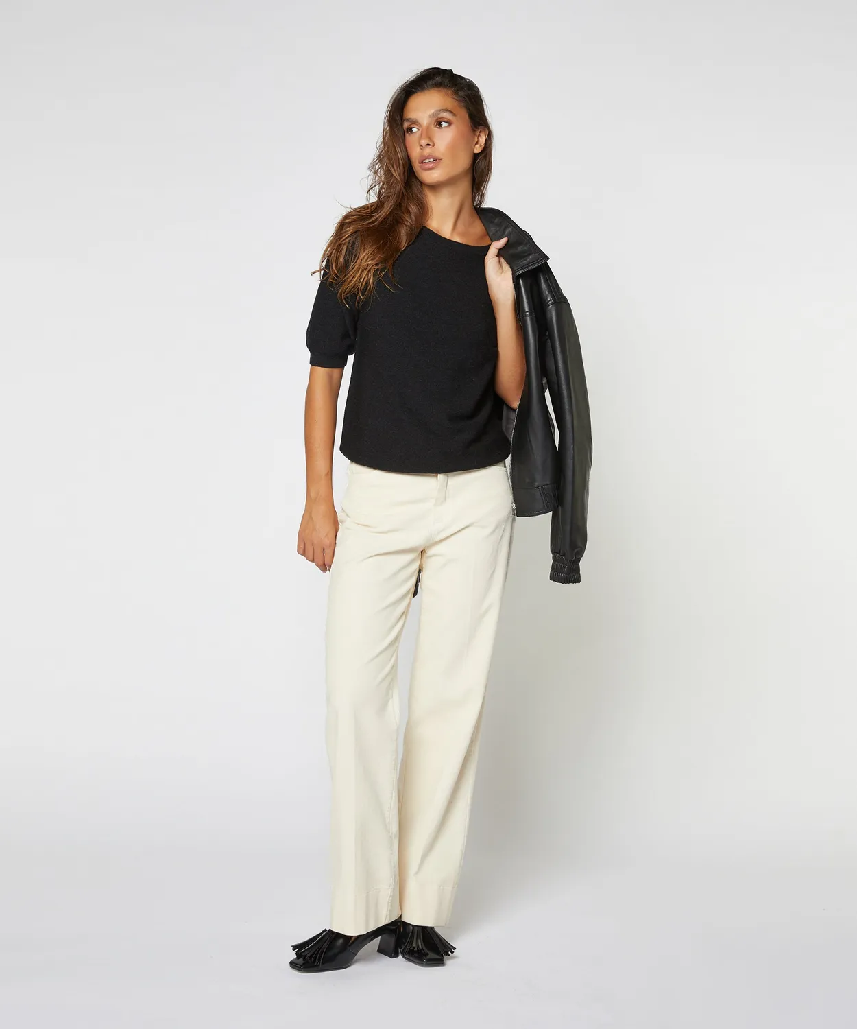 Rodier Maglione merino maniche 3/4 antracite