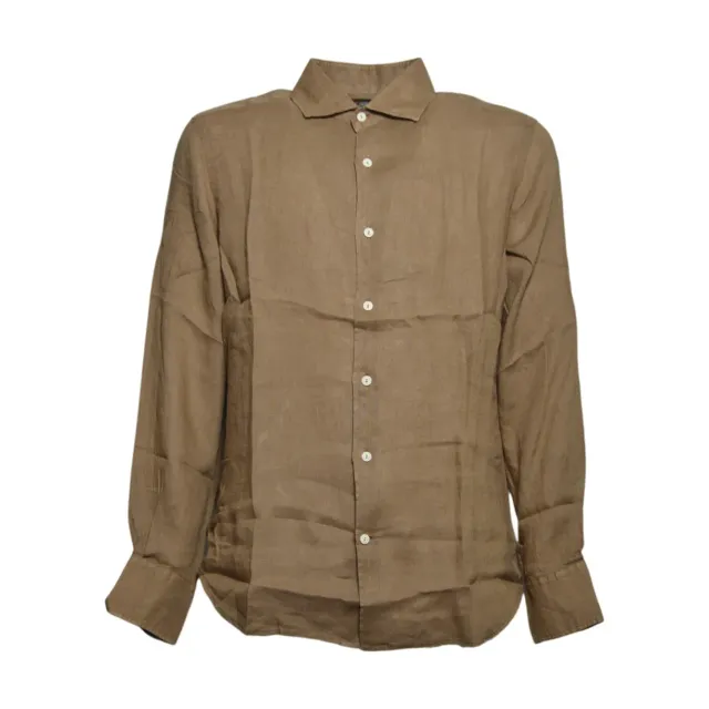 Saint Barth Pamplona PAMP001 camicia lino cammello