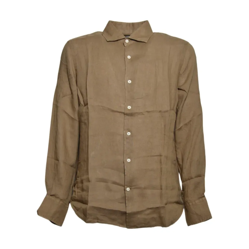 Saint Barth Pamplona PAMP001 camicia lino cammello