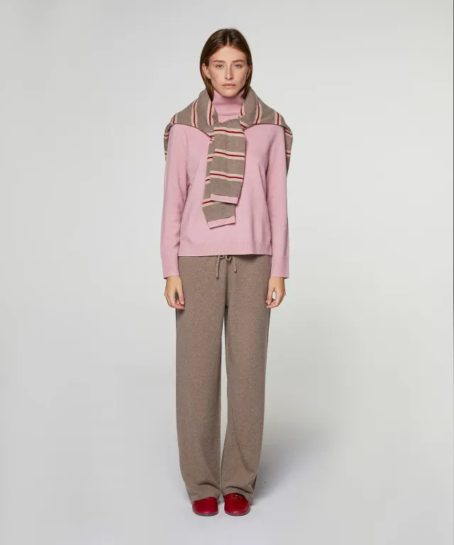 Rodier Maglione Dolcevita Cashmere Rosa 100% Cashmere