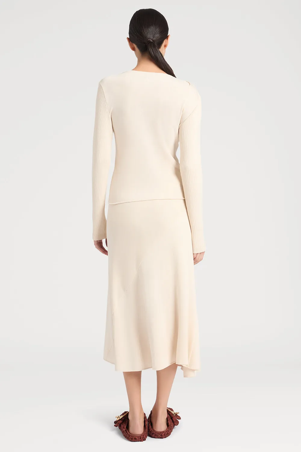 PORTS 1961 Twist Front top avorio maniche lunghe
