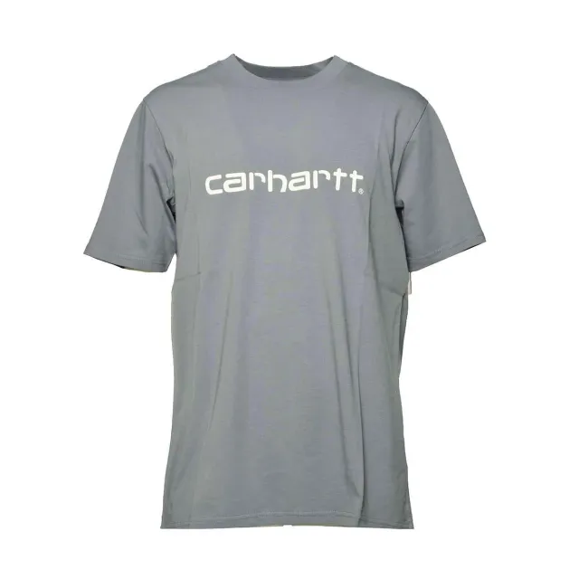 Carhartt Wip Script I031047 t-shirt grigio pietra cotone