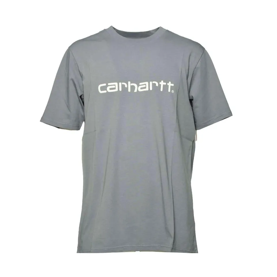 Carhartt Wip Script I031047 t-shirt grigio pietra cotone