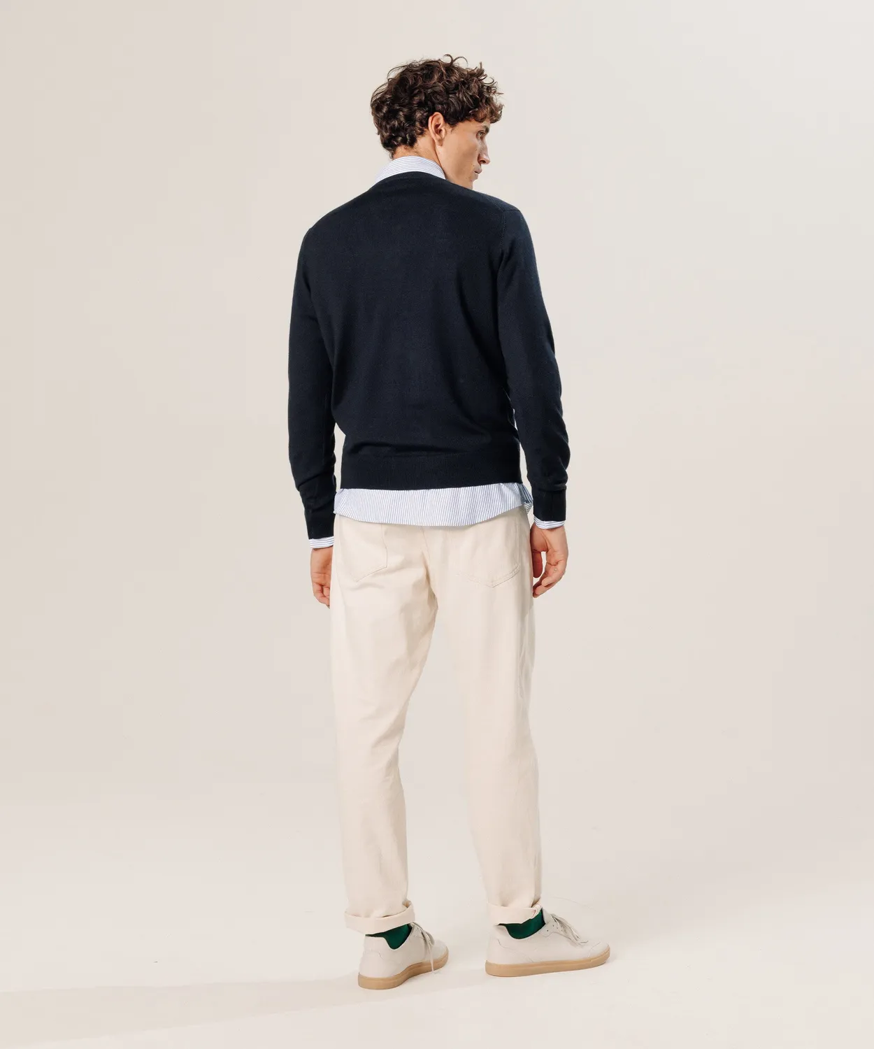 Rodier Maglione Scollo V Lana Merino Uomo Blu Notte