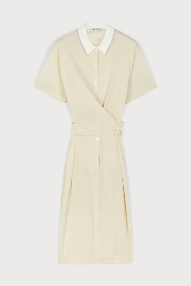 PORTS 1961 Classic Cream Polo Shirt Dress vestito avorio