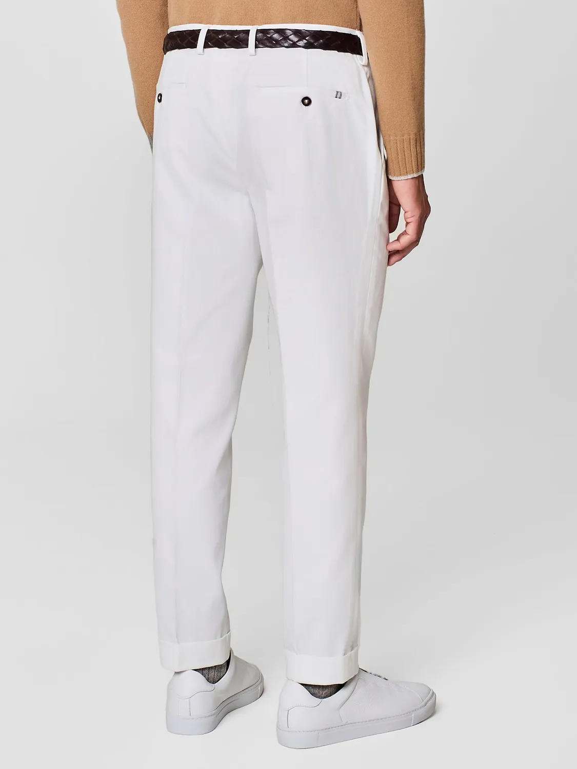 Paul Taylor pantalone wide fit bianco cotone sartoriale