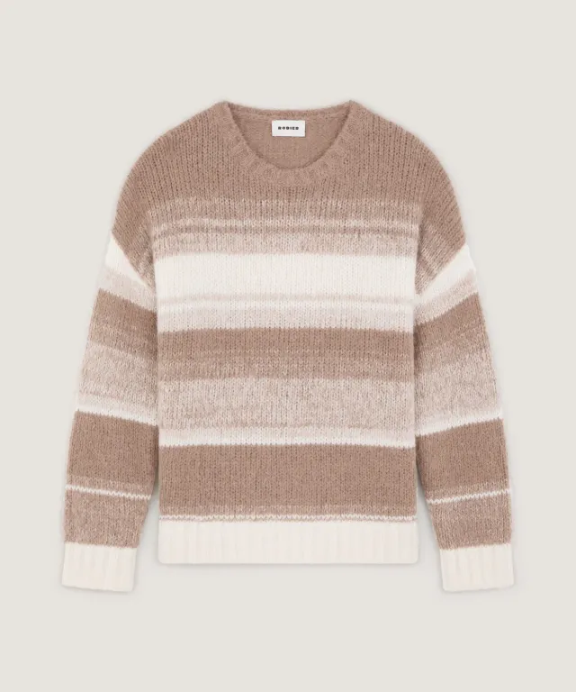 Rodier maglione alpaca righe tortora oversize