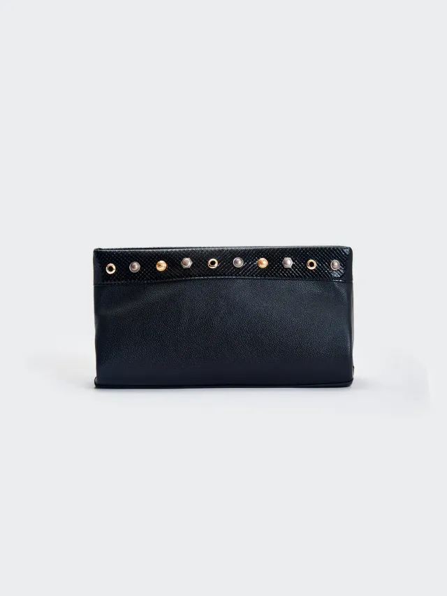 Vicolo Rebel clutch ecopelle nera pitonata
