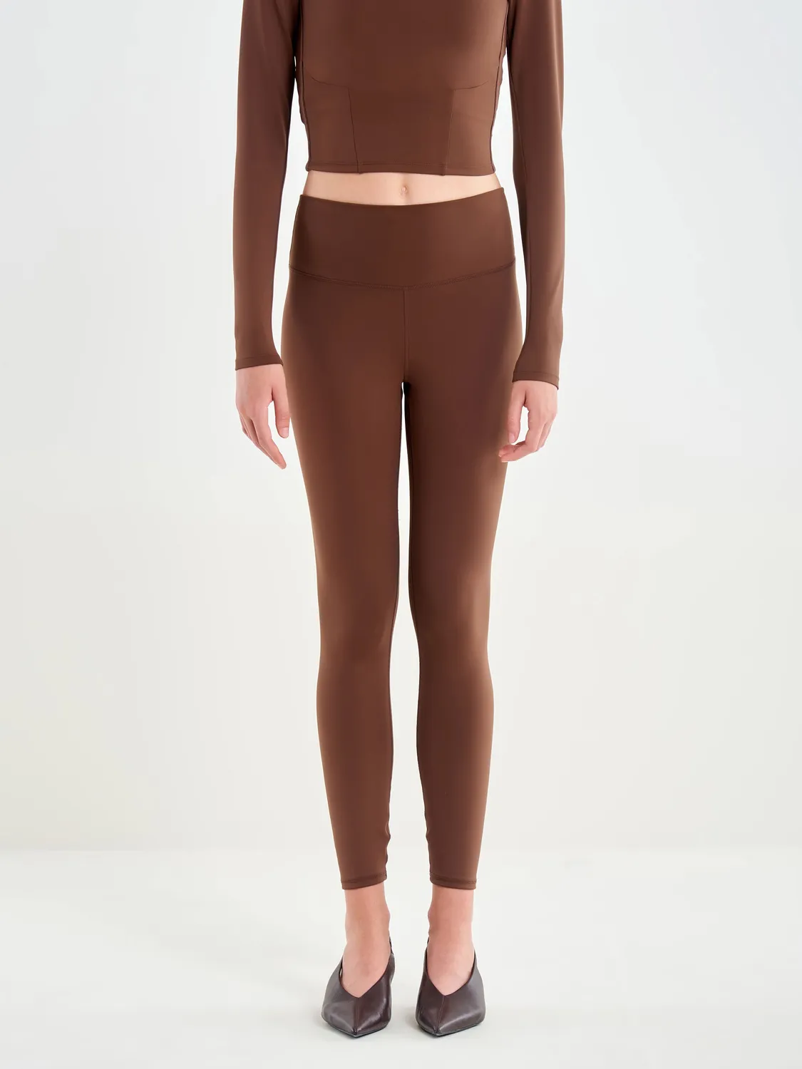Vicolo leggings tessuto tecnico tabacco modellante