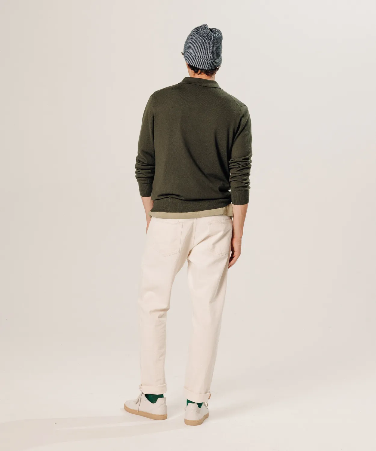 Rodier Polo Lana Merino Verde Kaki Uomo