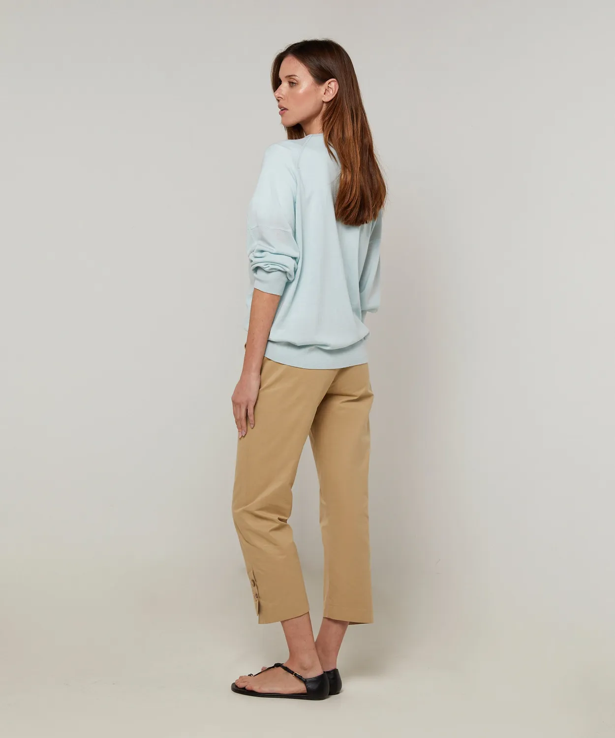Rodier Maglione scollo V oversize lana azzurro turchese