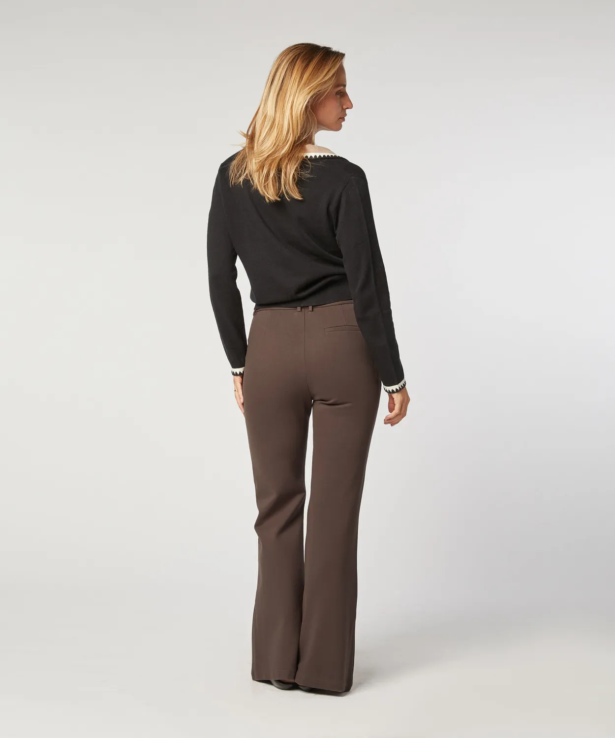 Rodier Milano pantaloni svasati tortora vita alta