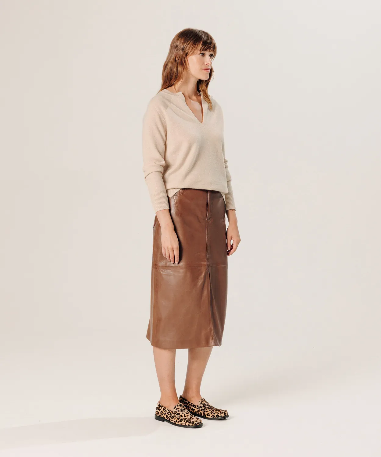 Rodier Maglione Cashmere Collo Tunisino Beige