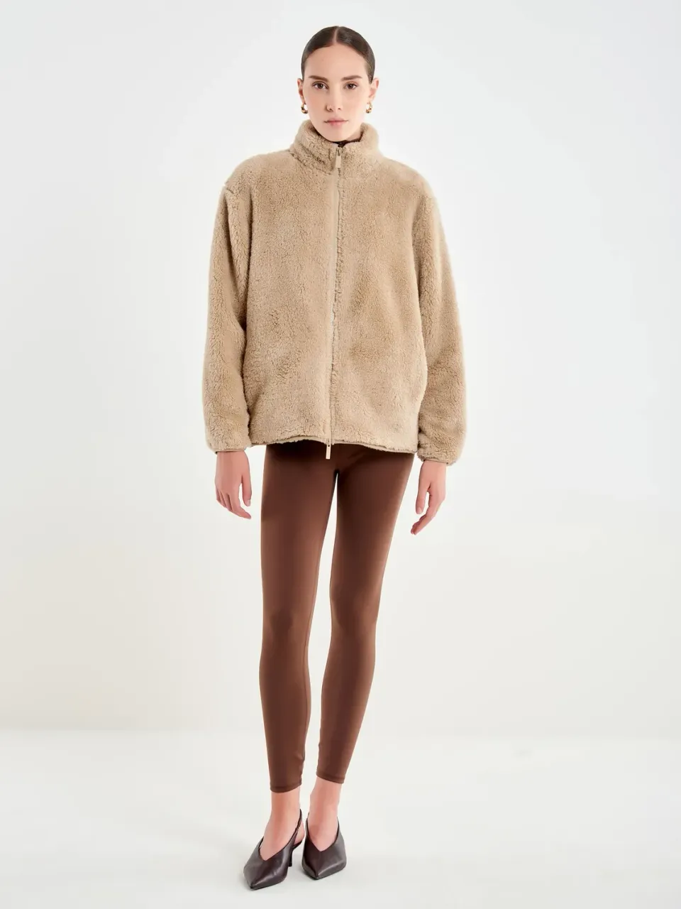 Vicolo Teddy Giacca Beige Pile Zip
