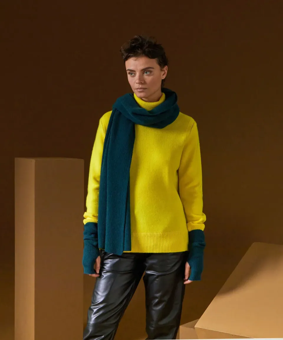 Rodier maglione cashmere dolcevita oversize giallo