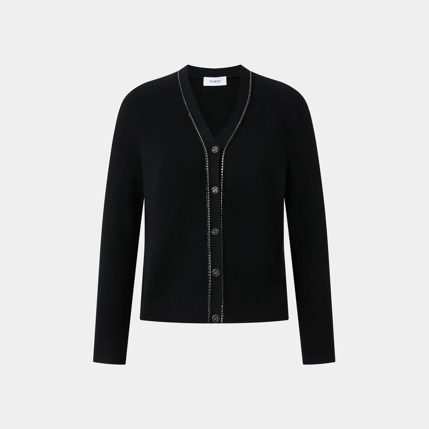 Ports LT9K040NKW008 cardigan nero lana catena