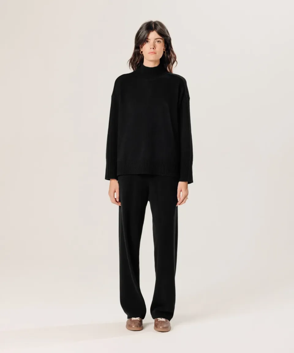 Rodier Maglione cashmere oversize nero collo alto