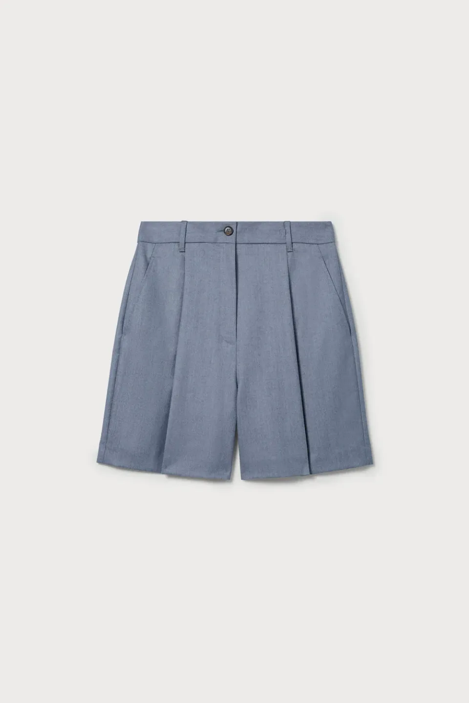 PORTS 1961 Pleated Wool shorts sartoriali azzurri vita alta