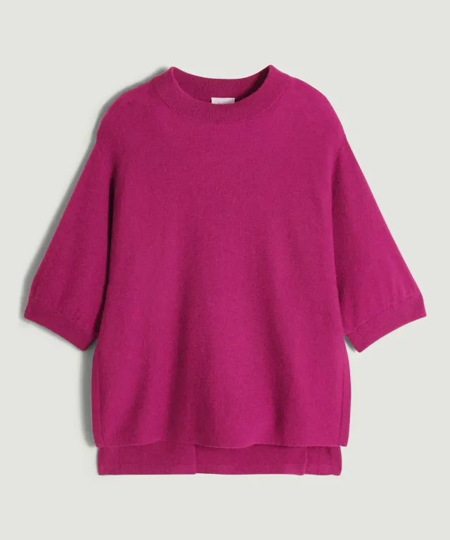 Rodier poncho cashmere fucsia maniche 3/4
