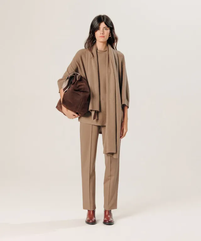 Rodier Poncho Cashmere Donna Cammello Maniche 3/4