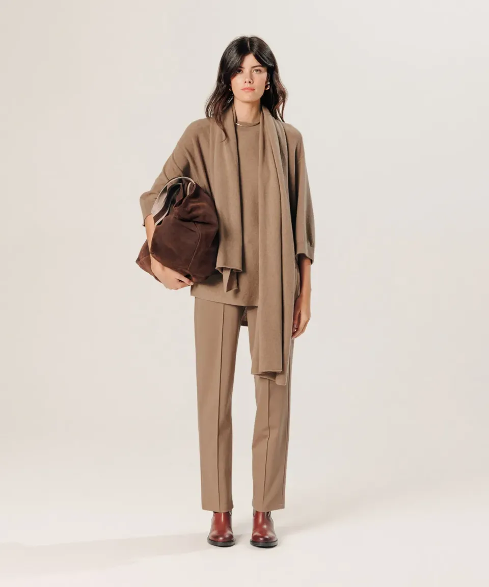 Rodier Poncho Cashmere Donna Cammello Maniche 3/4