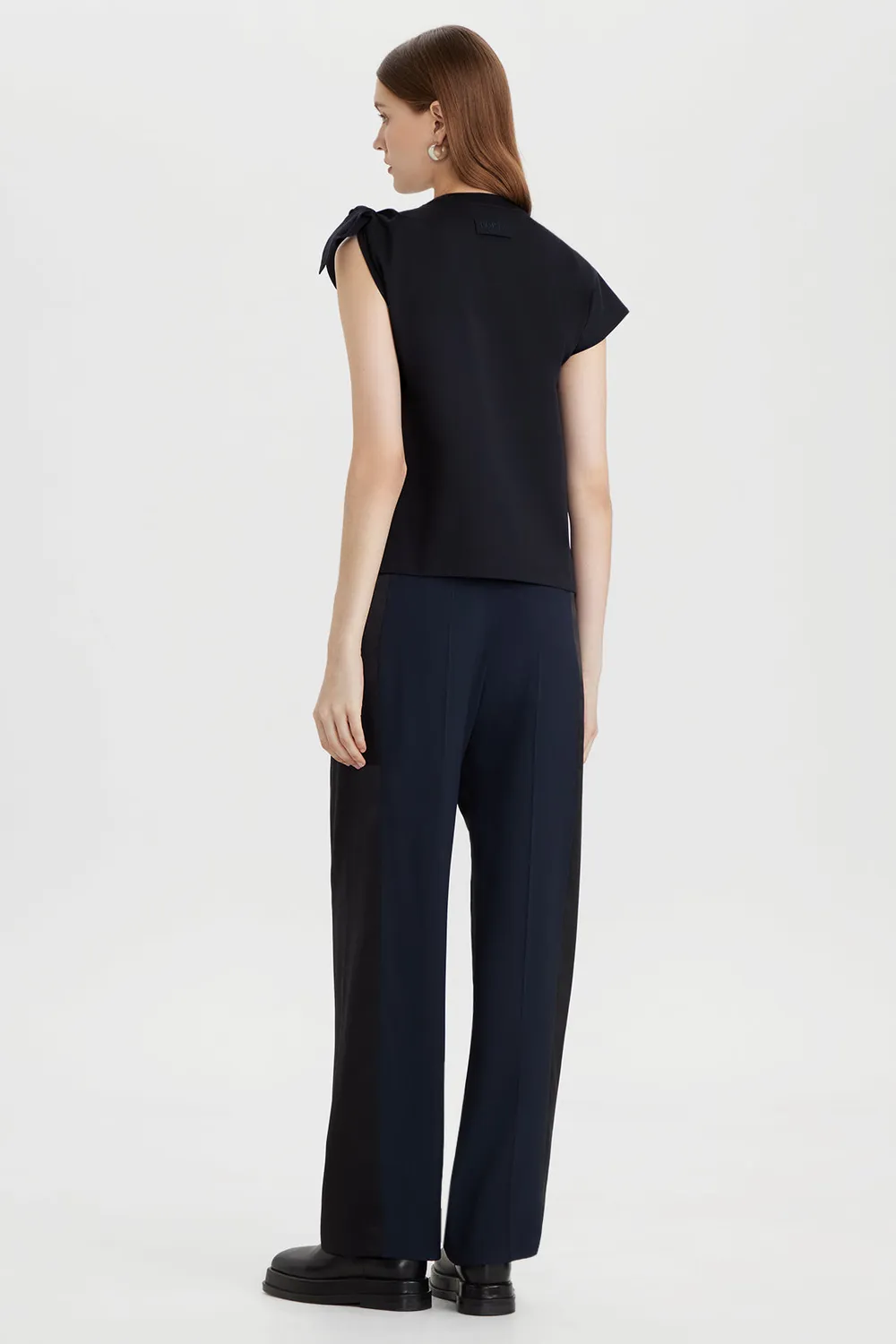 PORTS Cotton Bow Detail top blu navy