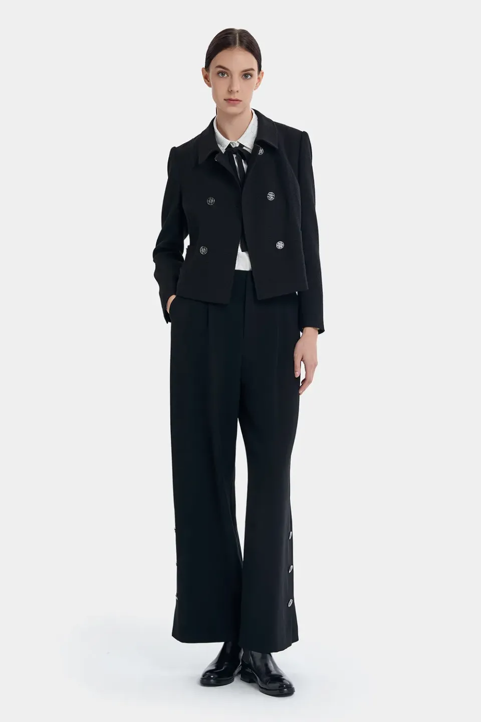 PORTS Functional Bootcut pantaloni neri triacetato