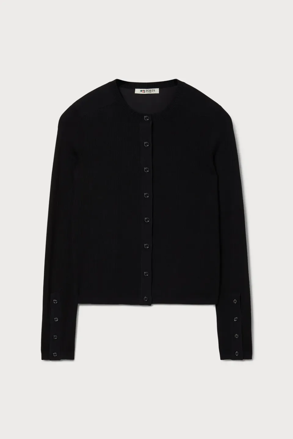 PORTS cardigan nero lana coste bottoni slim