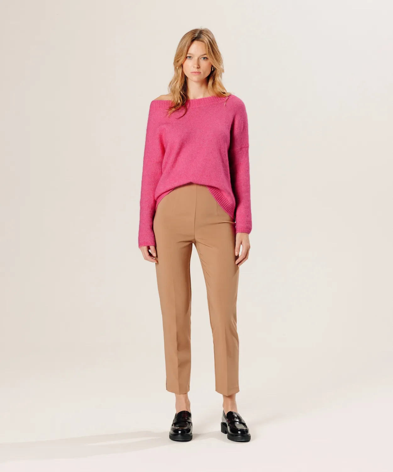 Rodier pantaloni sigaretta vita alta camel