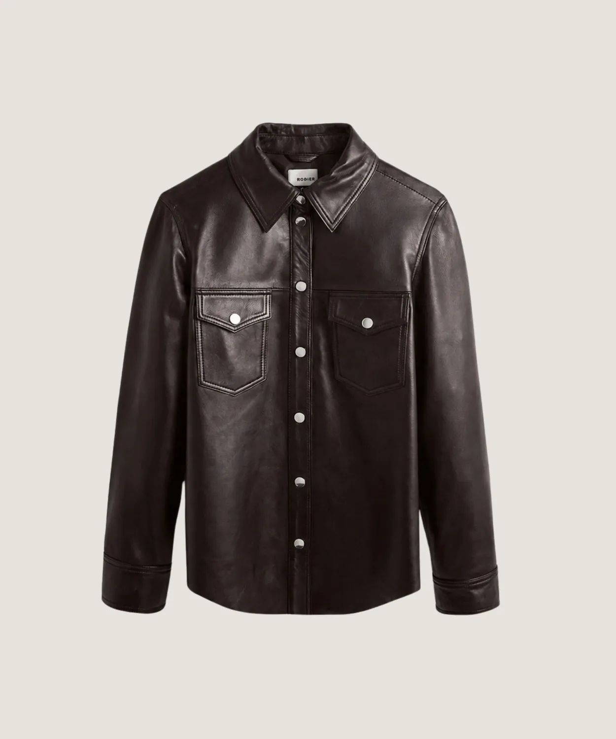 Rodier Camicia Pelle Agnello Bark Brown Donna