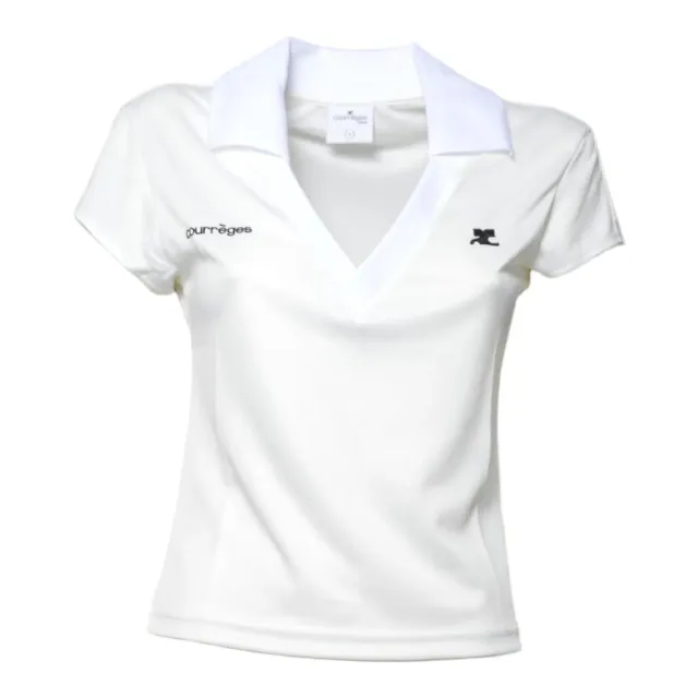 Courregès 126JPO057JS0195 Polo Cropped Bianca