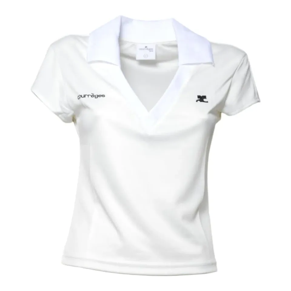 Courregès 126JPO057JS0195 Polo Cropped Bianca