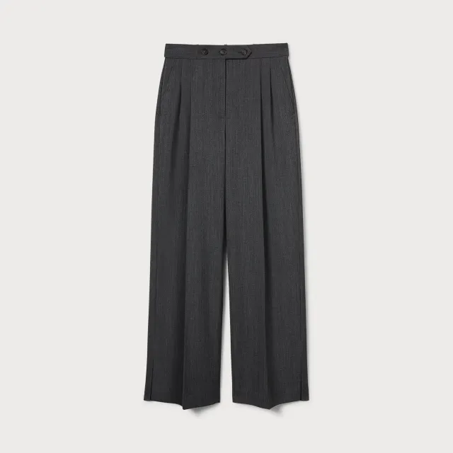 PORTS Wool-Blend pantaloni grigio vita alta