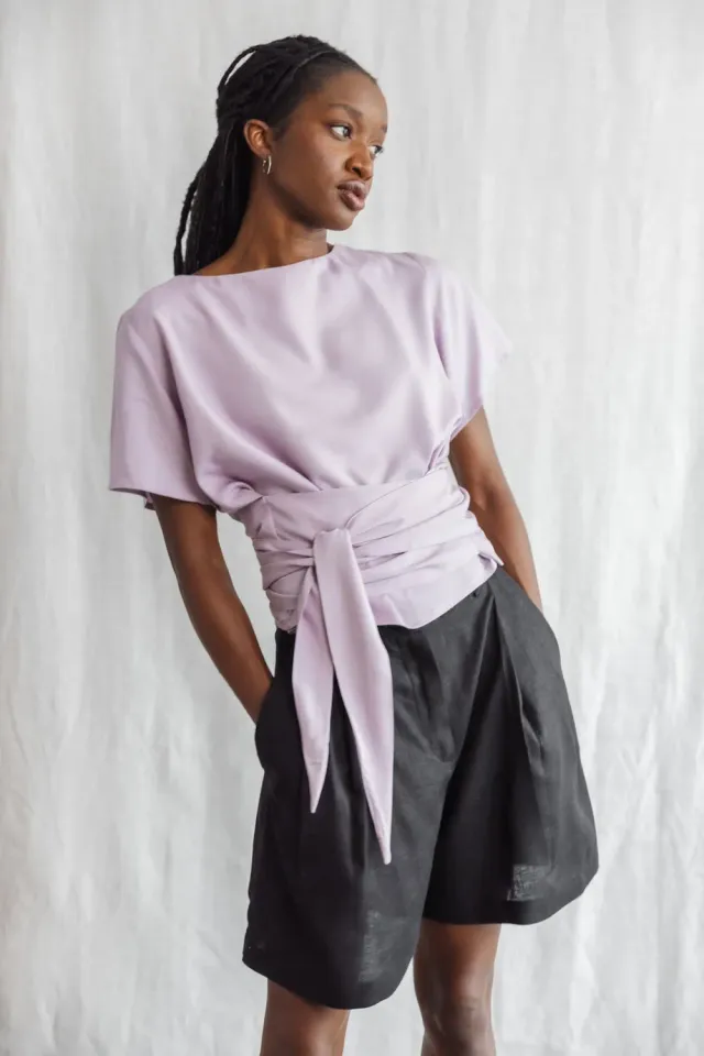Jyoti Amaranth camicia viscosa lilla ecovero leggera incrociata
