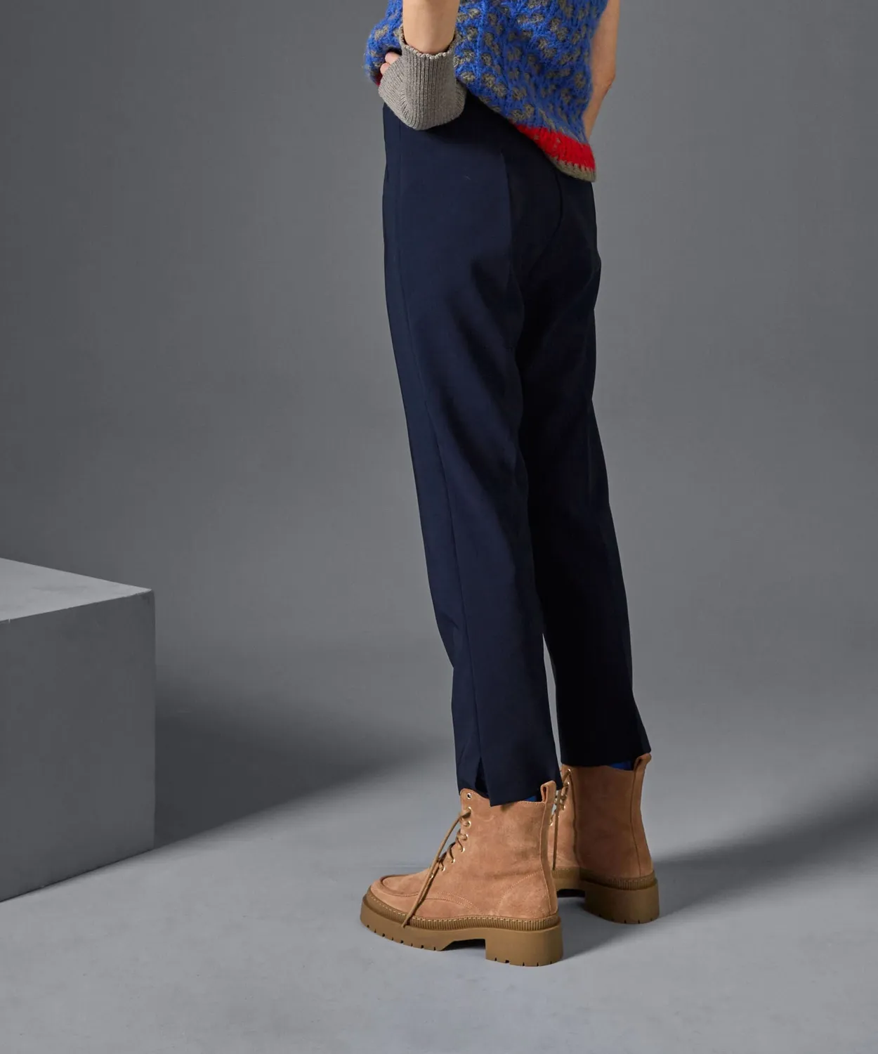 Rodier Pantaloni Sigaretta Vita Alta Blu Navy Donna
