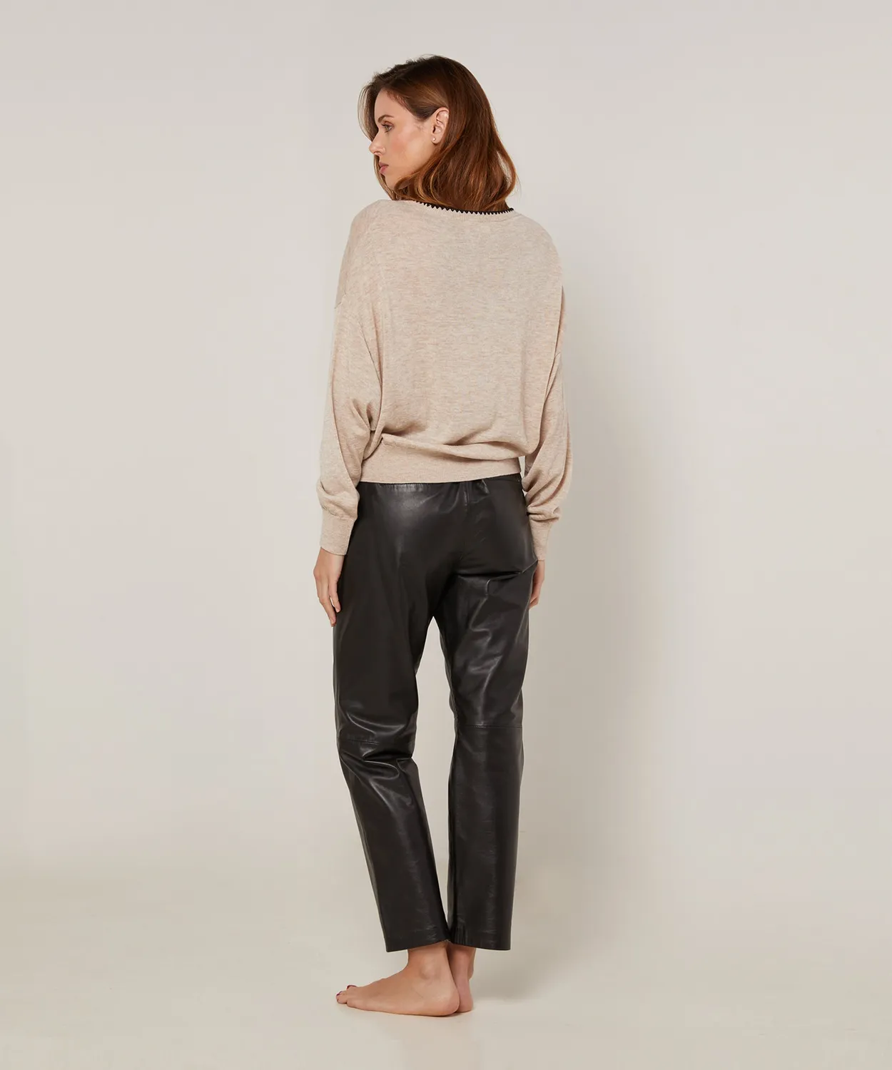 Rodier maglione girocollo maglia fine beige